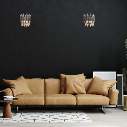 Aplique de cristal MADISON 2xE14/40W/230V cromo brillante