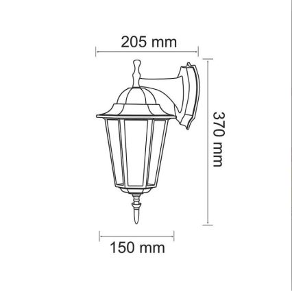 Aplique de exterior 1xE27/20W/230V IP43 negro