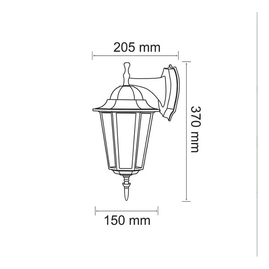 Aplique de exterior 1xE27/20W/230V IP43 negro