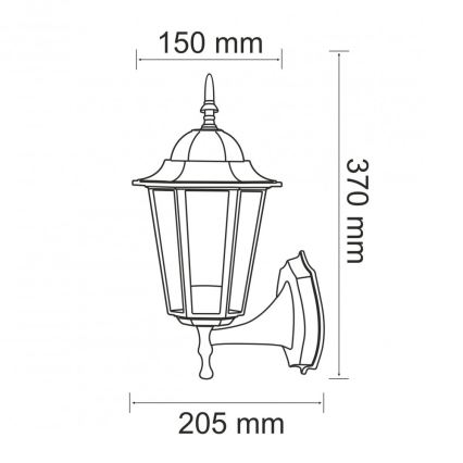 Aplique de exterior 1xE27/20W/230V IP43 negro