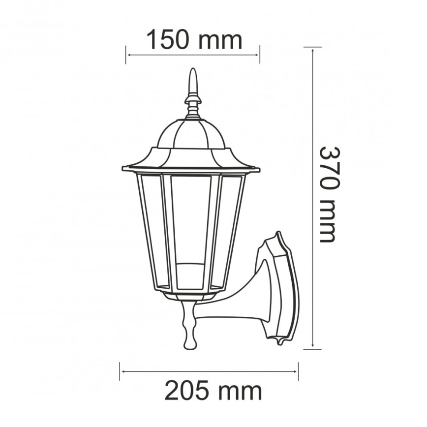Aplique de exterior 1xE27/20W/230V IP43 negro