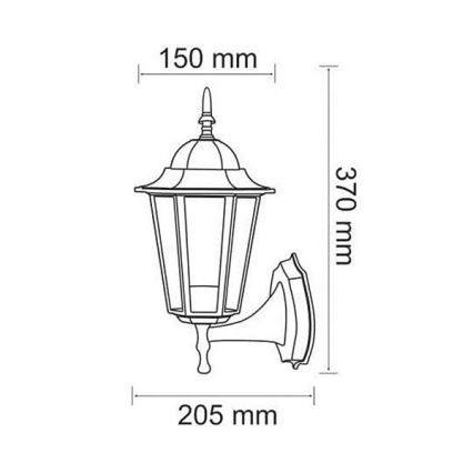 Aplique de exterior 1xE27/20W/230V IP43 pátina