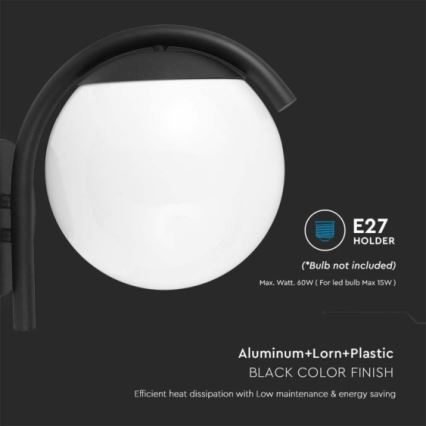 Aplique de exterior 1xE27/60W/230V IP44 negro
