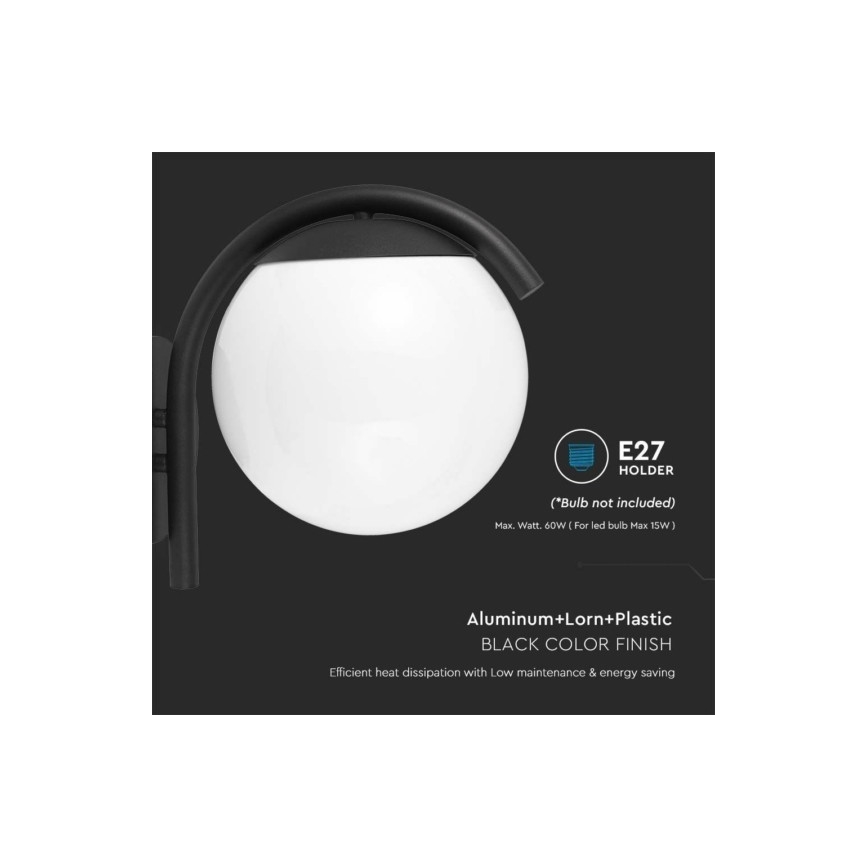 Aplique de exterior 1xE27/60W/230V IP44 negro