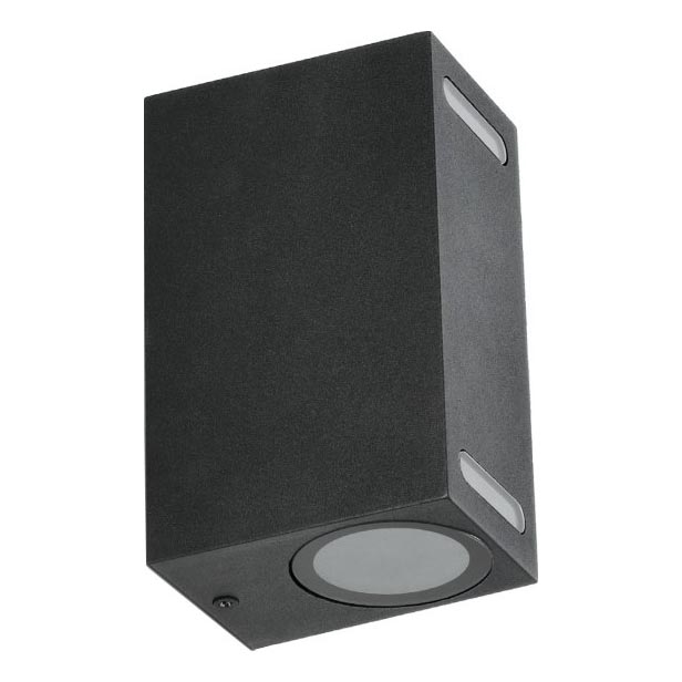 Aplique de exterior QUERK 2xGU10/35W/230V IP54 15 cm negro