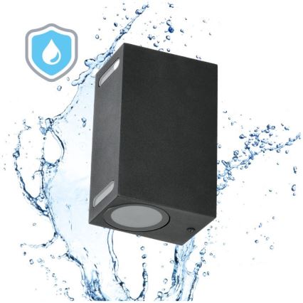 Aplique de exterior QUERK 2xGU10/35W/230V IP54 15 cm negro