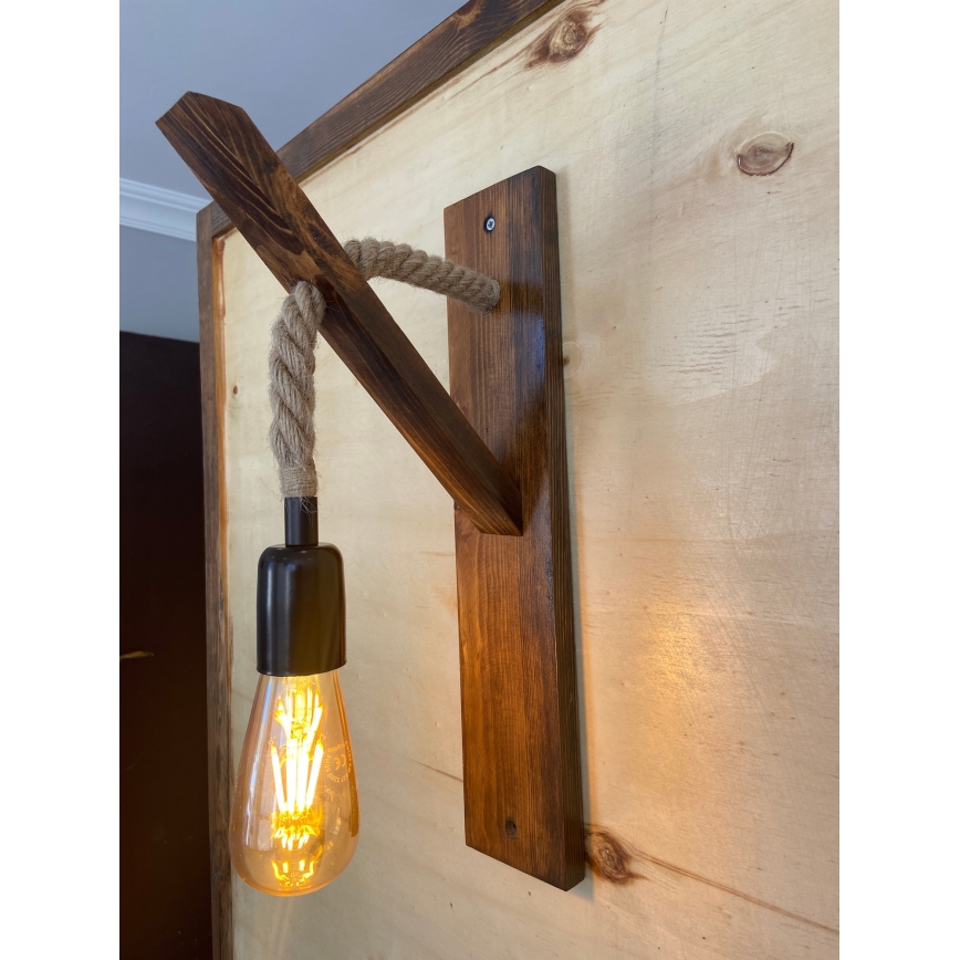 Aplique de pared AHSAP 1xE27/40W/230V, acabado pino nogal