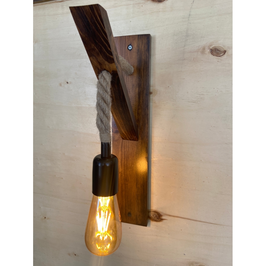 Aplique de pared AHSAP 1xE27/40W/230V, acabado pino nogal