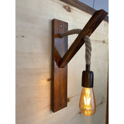 Aplique de pared AHSAP 1xE27/40W/230V, acabado pino nogal