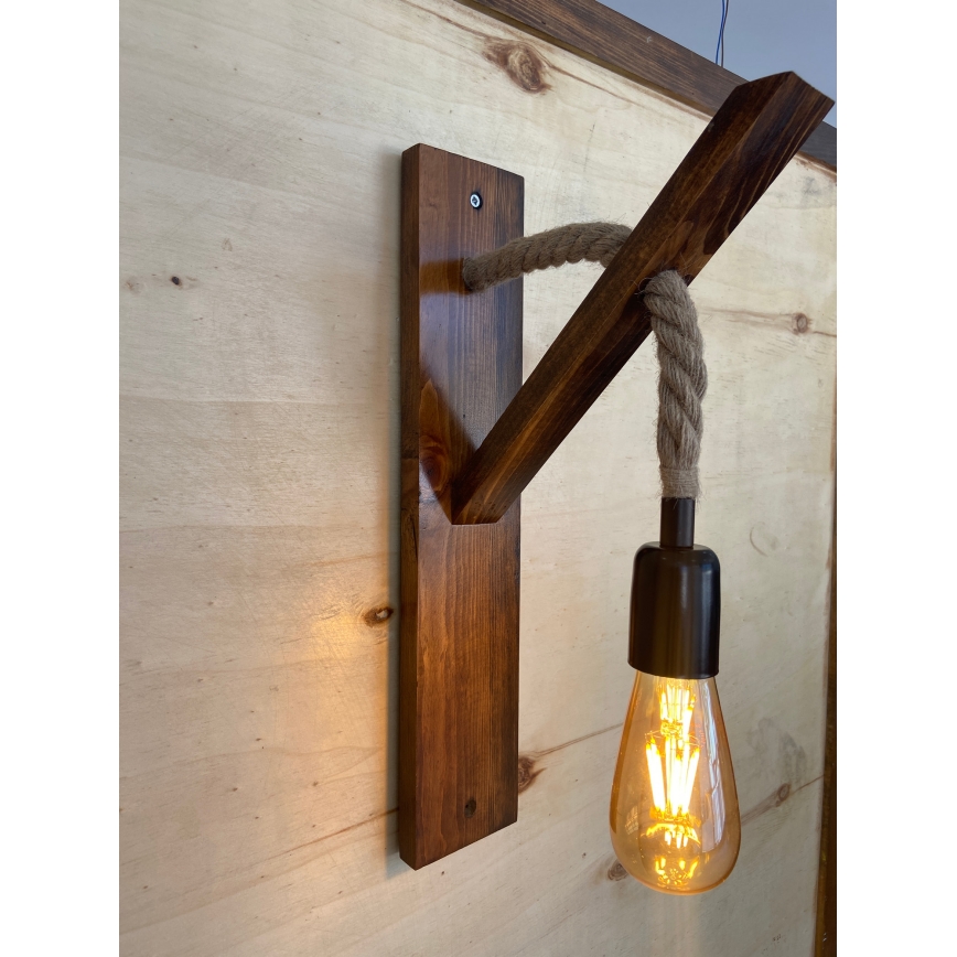 Aplique de pared AHSAP 1xE27/40W/230V, acabado pino nogal