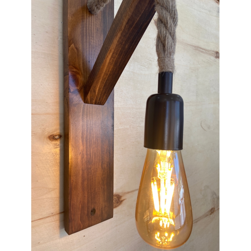 Aplique de pared AHSAP 1xE27/40W/230V, acabado pino nogal