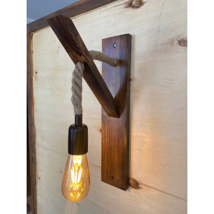 Aplique de pared AHSAP 1xE27/40W/230V, acabado pino nogal