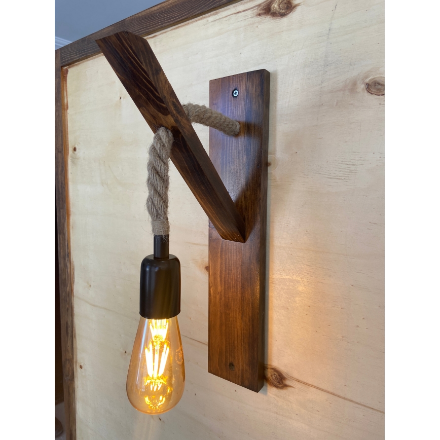 Aplique de pared AHSAP 1xE27/40W/230V, acabado pino nogal