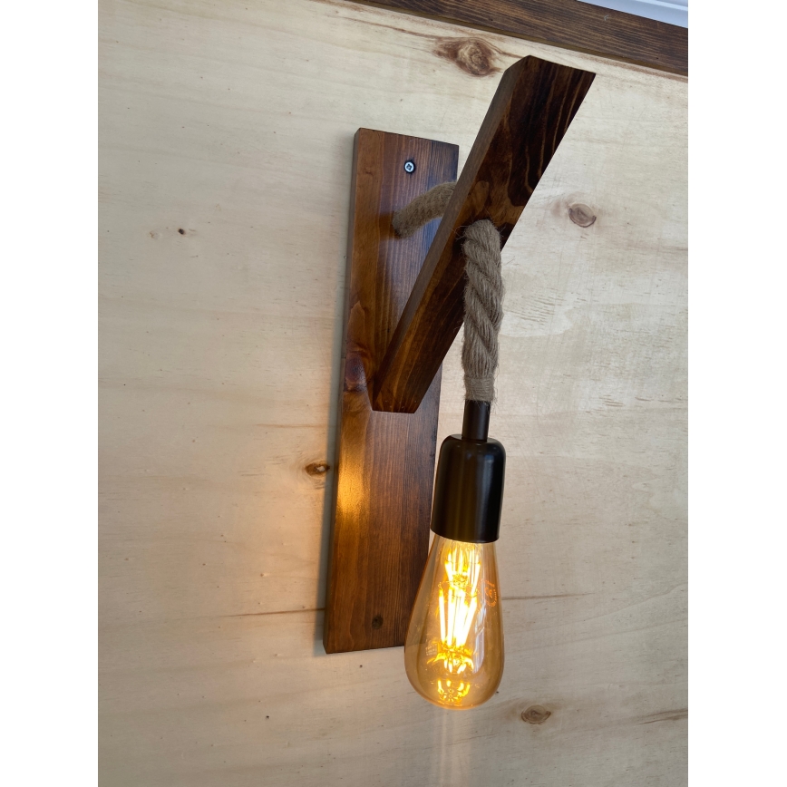 Aplique de pared AHSAP 1xE27/40W/230V, acabado pino nogal