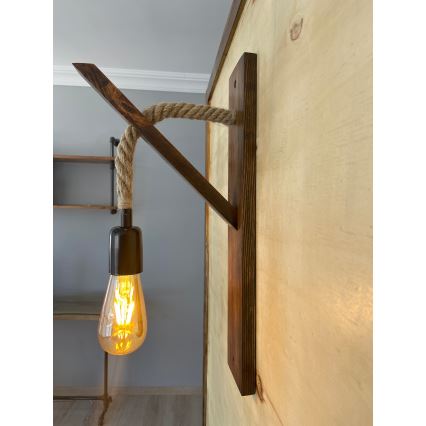 Aplique de pared AHSAP 1xE27/40W/230V, acabado pino nogal