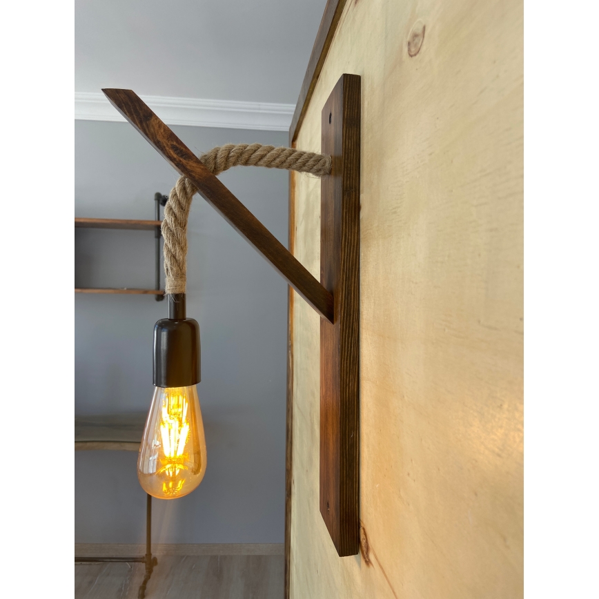 Aplique de pared AHSAP 1xE27/40W/230V, acabado pino nogal