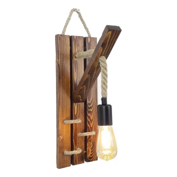 Aplique de pared AHSAP 1xE27/40W/230V, pino en acabado nogal