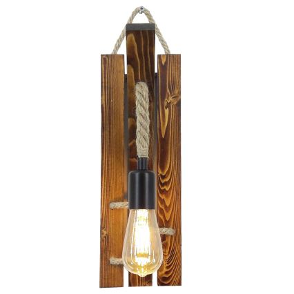 Aplique de pared AHSAP 1xE27/40W/230V, pino en acabado nogal