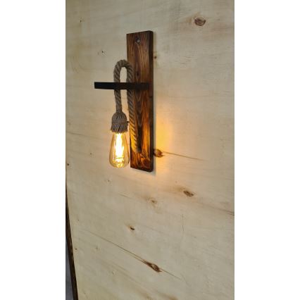 Aplique de pared AHSAP 1xE27/40W/230V, pino/nogal