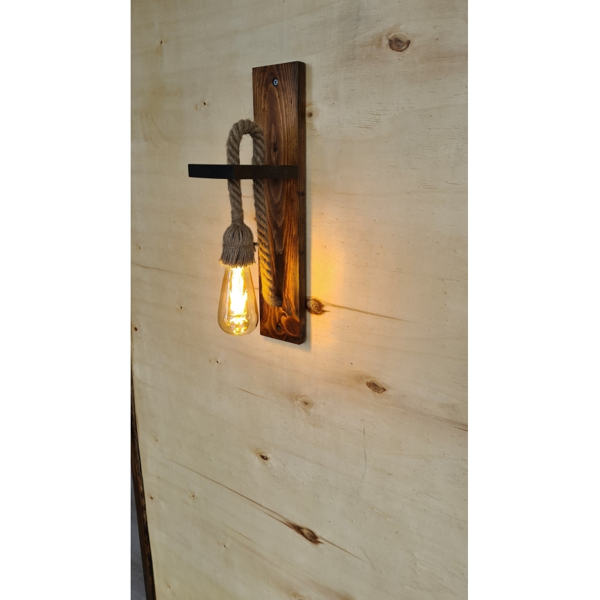 Aplique de pared AHSAP 1xE27/40W/230V, pino/nogal