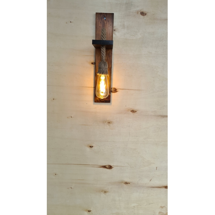 Aplique de pared AHSAP 1xE27/40W/230V, pino/nogal
