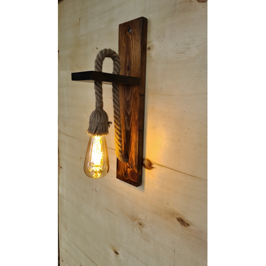 Aplique de pared AHSAP 1xE27/40W/230V, pino/nogal
