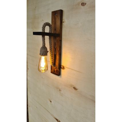 Aplique de pared AHSAP 1xE27/40W/230V, pino/nogal
