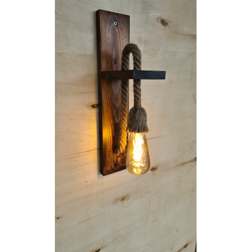 Aplique de pared AHSAP 1xE27/40W/230V, pino/nogal