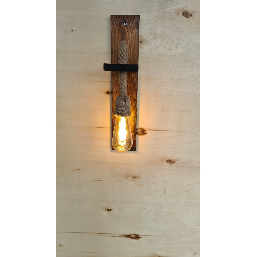 Aplique de pared AHSAP 1xE27/40W/230V, pino/nogal