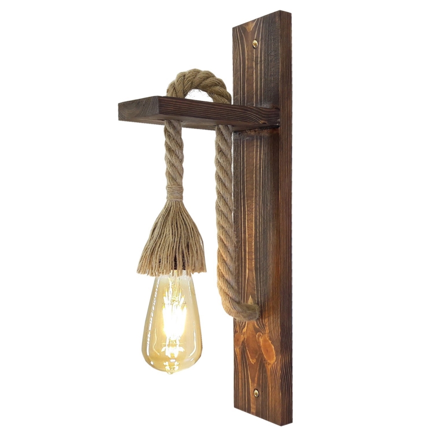 Aplique de pared AHSAP 1xE27/40W/230V, pino/nogal