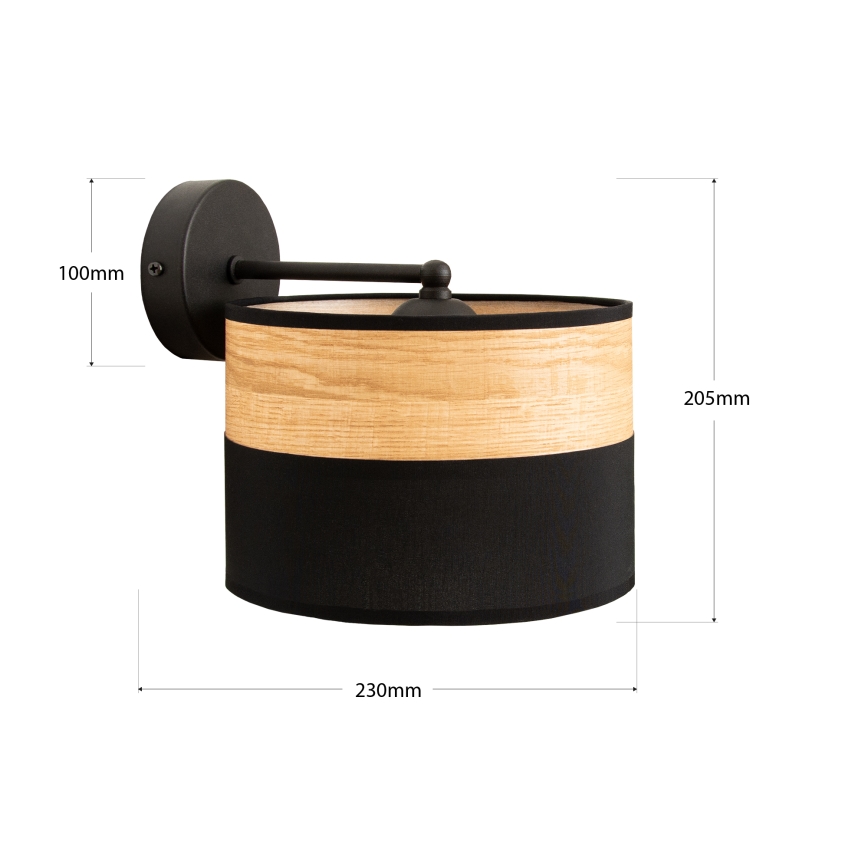 Aplique de pared ALBA 1xE27/15W/230V negro/marrón