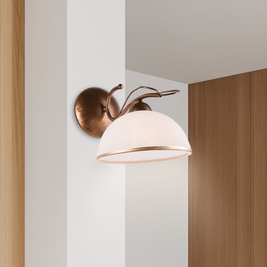 Aplique de pared COBRA 1xE27/60W/230V bronce/pátina