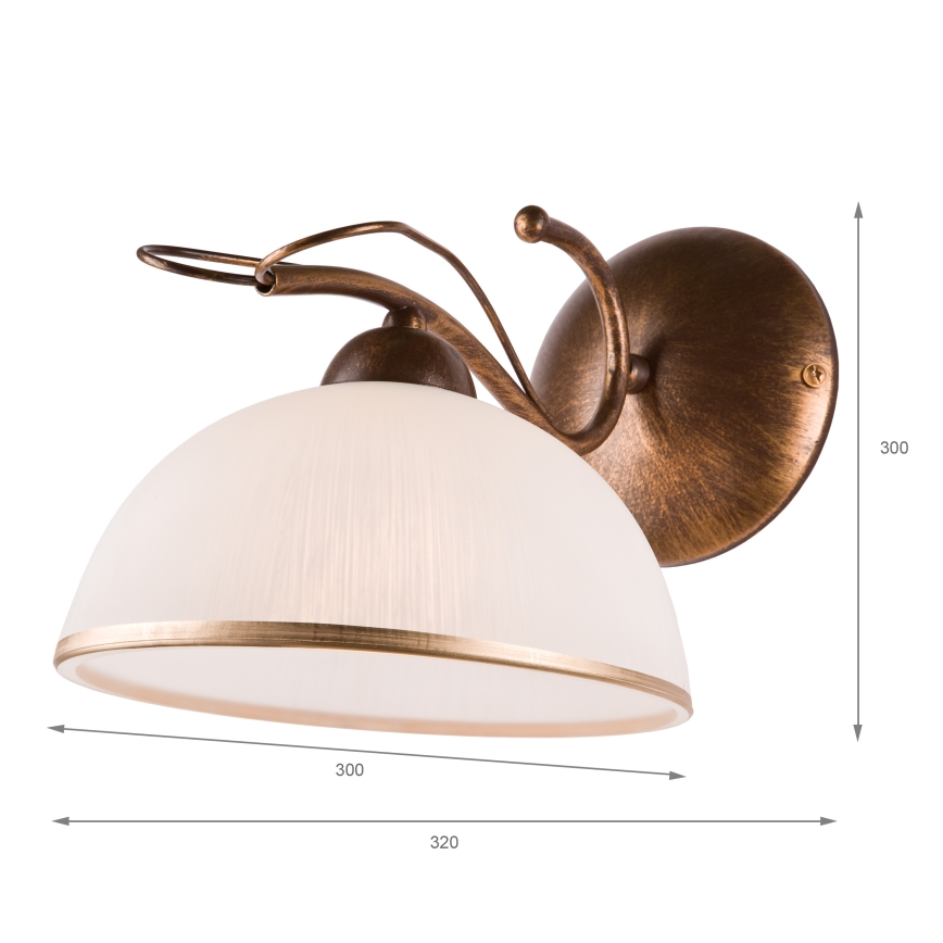 Aplique de pared COBRA 1xE27/60W/230V bronce/pátina