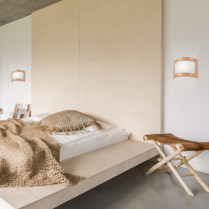 Aplique de pared ELODIE 1xE27/60W/230V haya