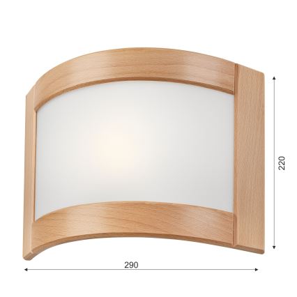Aplique de pared ELODIE 1xE27/60W/230V haya
