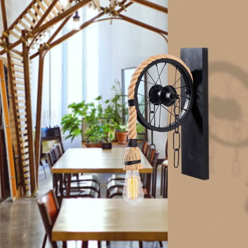 Aplique de pared EREBOS 1xE27/40W/230V negro/marrón