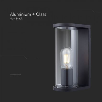 Aplique de pared exterior 1xE27/60W/230V IP44 negro/cristal ahumado