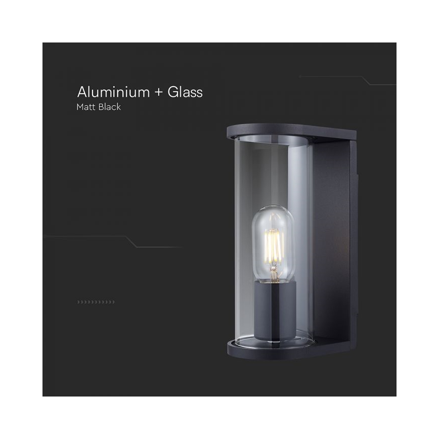 Aplique de pared exterior 1xE27/60W/230V IP44 negro/cristal ahumado