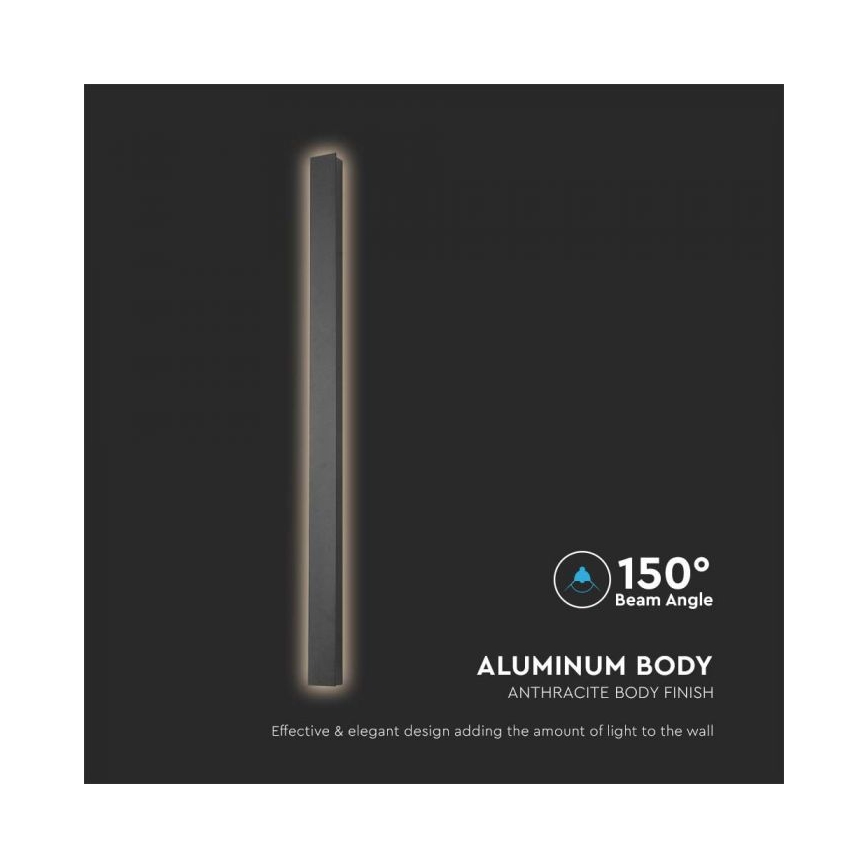 Aplique de pared exterior LED/10W/230V 3000K IP65 51 cm antracita