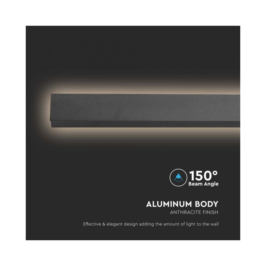 Aplique de pared exterior LED/23W/230V 3000K IP65 141 cm antracita