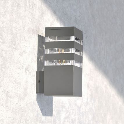 Aplique de pared exterior LED RGBW regulable TEKSAS 1xE27/12W/230V 2700-6500K Wi-Fi IP44 antracita