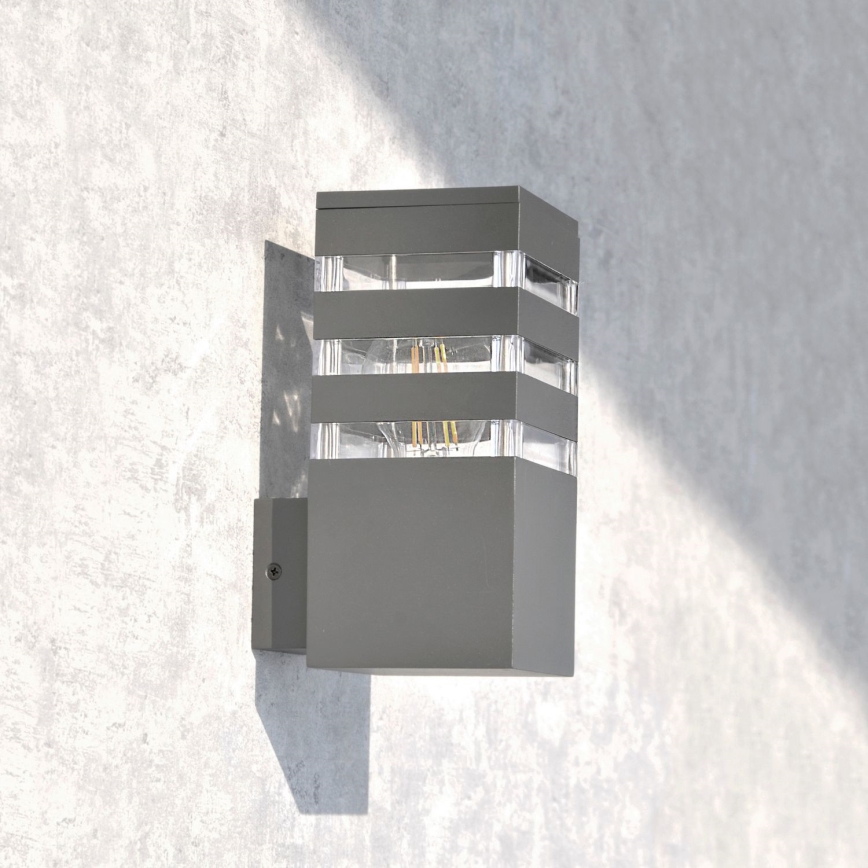 Aplique de pared exterior LED RGBW regulable TEKSAS 1xE27/12W/230V 2700-6500K Wi-Fi IP44 antracita