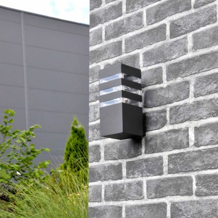 Aplique de pared exterior LED RGBW regulable TEKSAS 1xE27/12W/230V 2700-6500K Wi-Fi IP44 antracita
