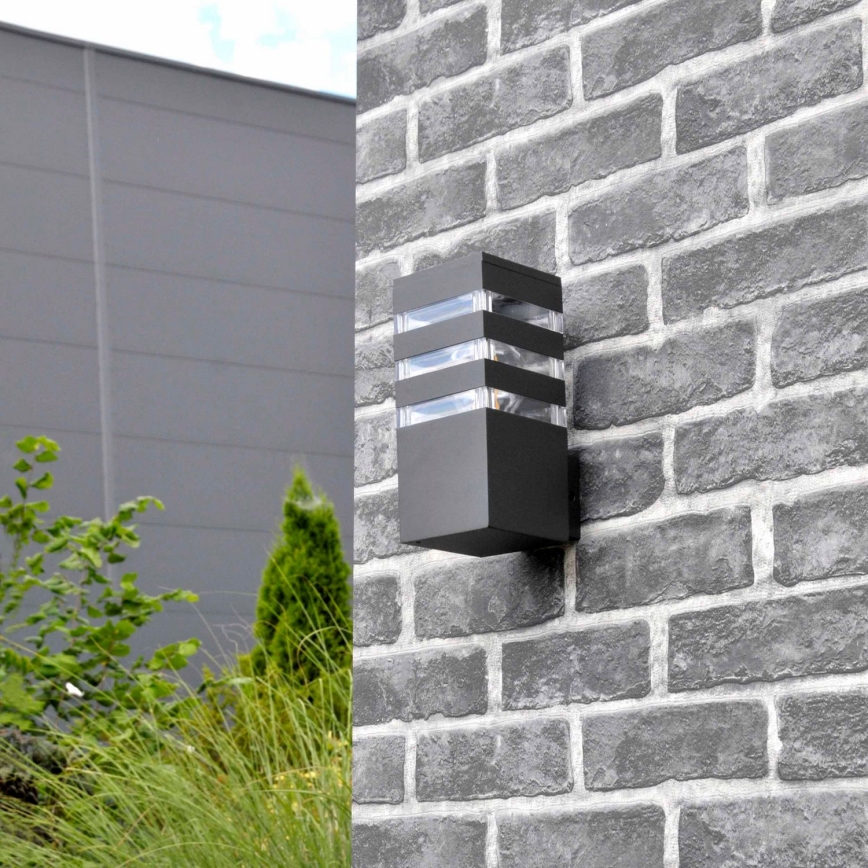 Aplique de pared exterior LED RGBW regulable TEKSAS 1xE27/12W/230V 2700-6500K Wi-Fi IP44 antracita