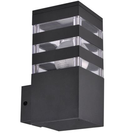 Aplique de pared exterior LED RGBW regulable TEKSAS 1xE27/12W/230V 2700-6500K Wi-Fi IP44 antracita
