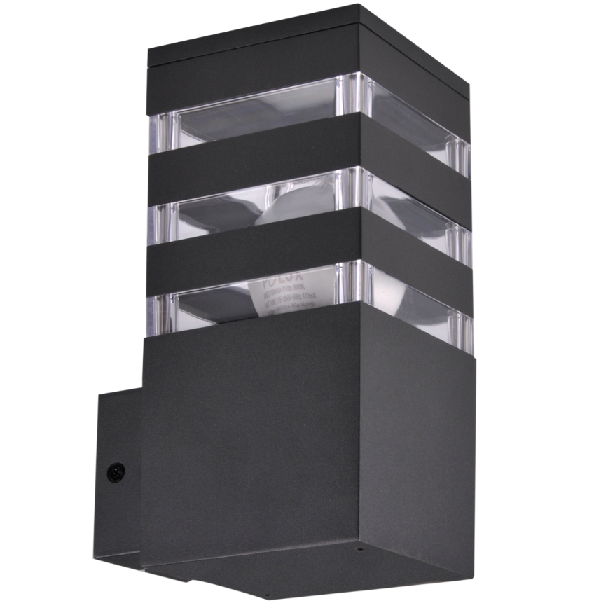 Aplique de pared exterior LED RGBW regulable TEKSAS 1xE27/12W/230V 2700-6500K Wi-Fi IP44 antracita