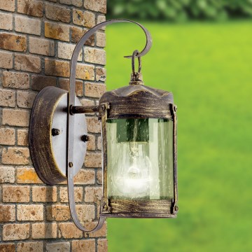 Aplique de pared exterior TAVERNA 1xE27/60W/230V IP23 bronce/pátina