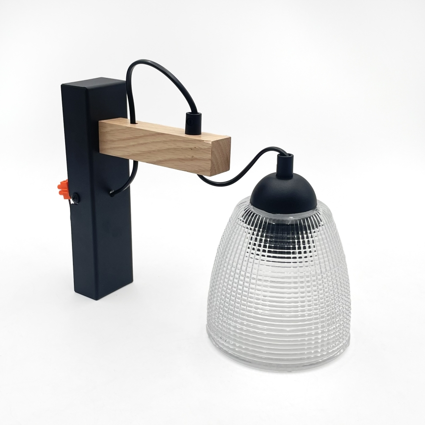 Aplique de pared LEANDRA 1xE27/15W/230V roble/negro