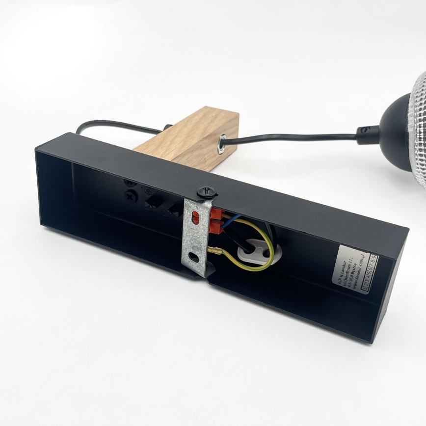 Aplique de pared LEANDRA 1xE27/15W/230V roble/negro