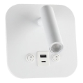Aplique de pared LED con puerto USB, 8W/230V, 3000K, blanco